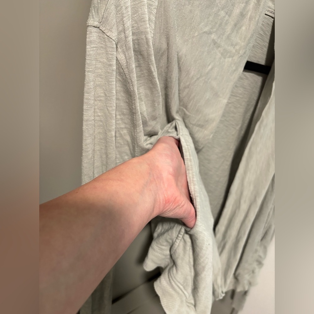 LA Made Draped Shawl Cardigan Supima Cotton | Light Gray | Size M - Picture 8 of 13